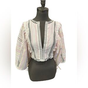 Tuart Official Crop Top Plunging Neck Balloon Sleeve M